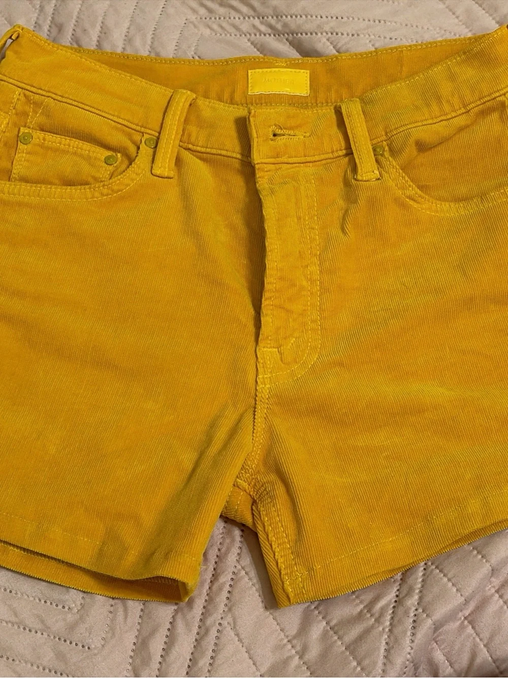 MOTHER Shorts in Mustard